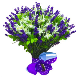 Букет с эдельвейсами и лавандой «Нежные волны»