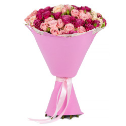 Букет из розовых и сиреневых роз «Цветочная грация»