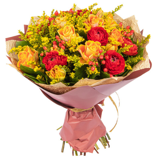 Подарочный букет свежих цветов «Яркое солнце»