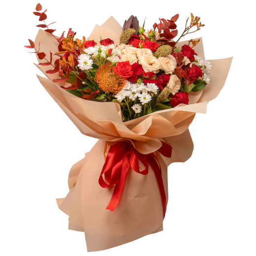 Красивый цветочный букет «Огненные лепестки»