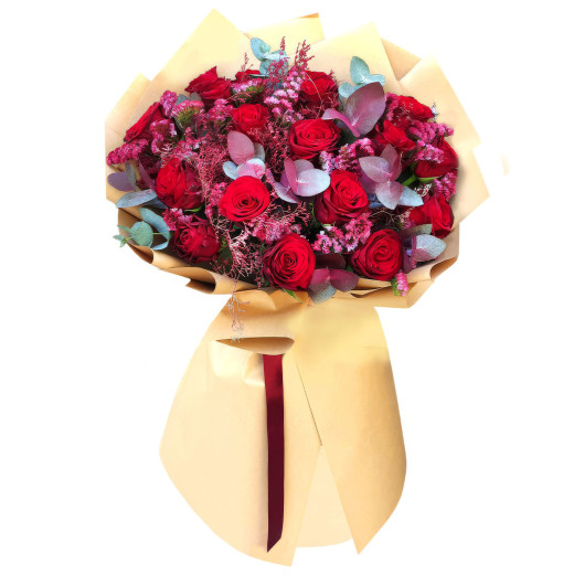 Букет из красных роз «Алый закат»