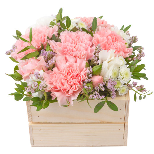 Деревянная корзина с цветами «Ласка»