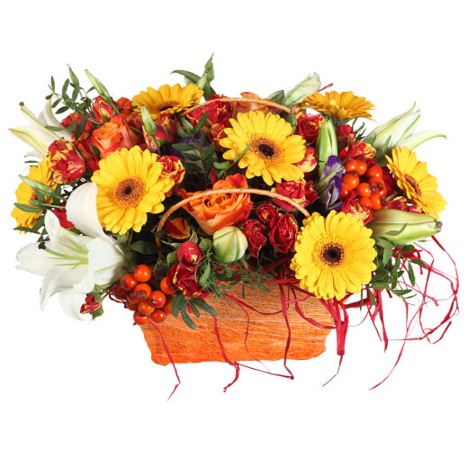 Композиция из цветов в корзине «Солнечная гармония»