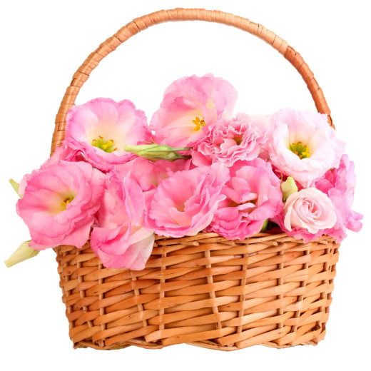 Корзина с эустомами «Розовая элегия»