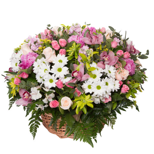 Композиция из цветов в корзинке «Цветочные грёзы»