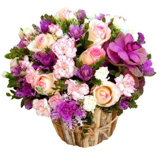 Корзина из живых цветов «Весенняя рапсодия»