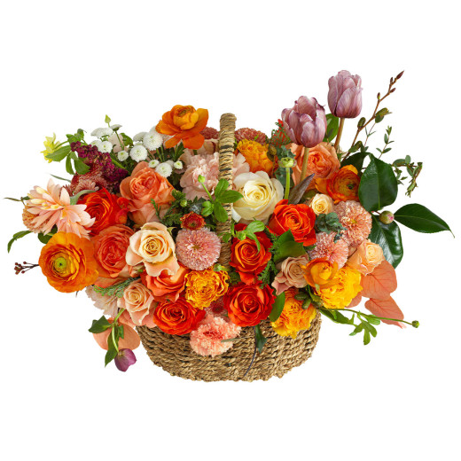 Живые цветы в композиции «Оранжевое утро»