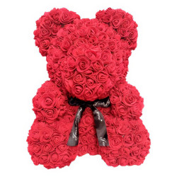 Мишка из роз красный (40 см)