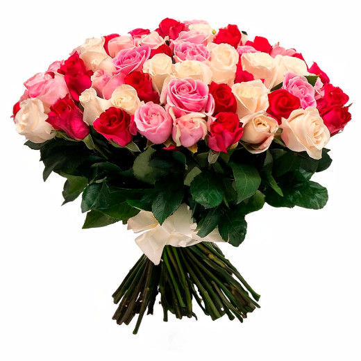 Эквадорская роза ассорти из красной, белой и розовой