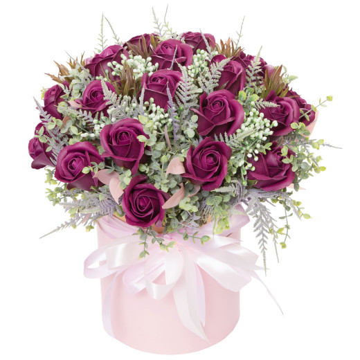 Шляпная коробка с розами «Вечерний шарм»