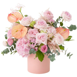 Цветы в шляпной коробке «Нежное очарование»