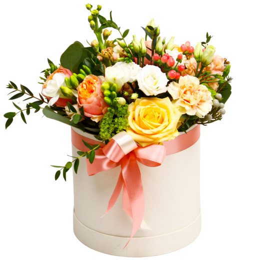 Шляпная коробка с цветами «Закатный шарм»