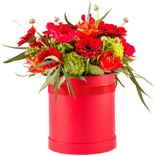 Цветы в цилиндрической коробке «Летний вихрь»