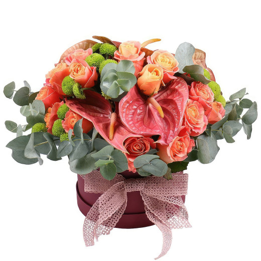 Цветочная композиция в коробке «Радужный свет»