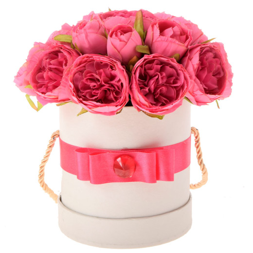 Шляпная коробка с пионом «Цветочная поэма»