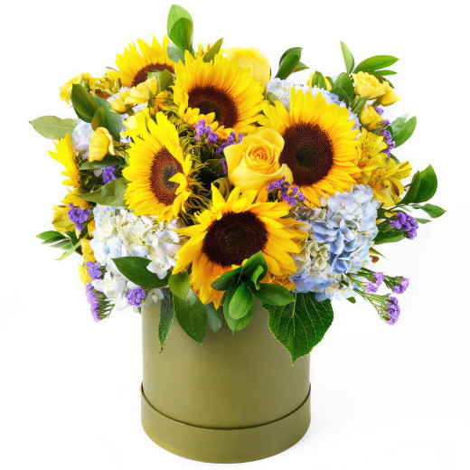 Цветы в цилиндрической коробке «Летний сон»