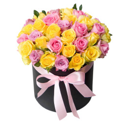 Шляпная коробка с цветами «Цветочная симфония»