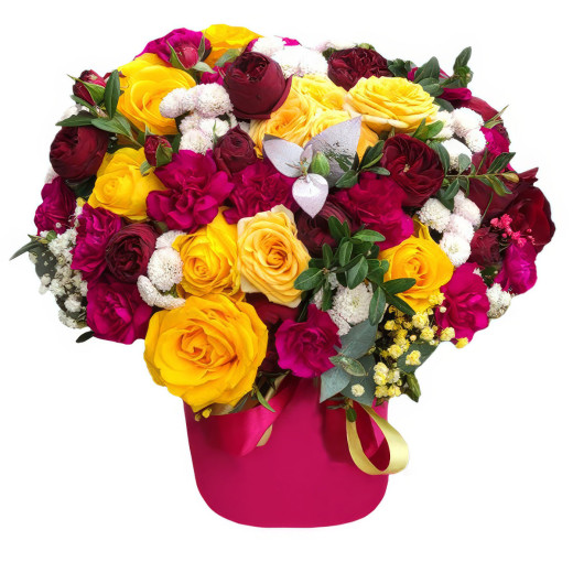 Цветы в коробке «Яркий всплеск»