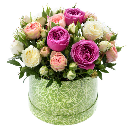 Цветы в круглой коробке «Летняя сказка»