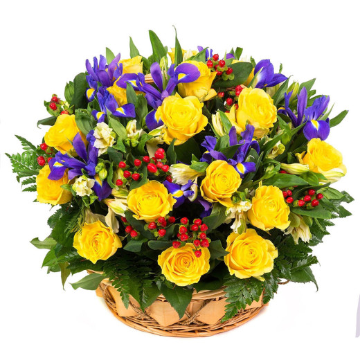Корзина с цветами в подарок «Солнечный блеск»