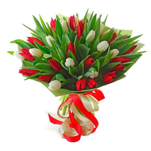 Тюльпан ассорти из белого и красного